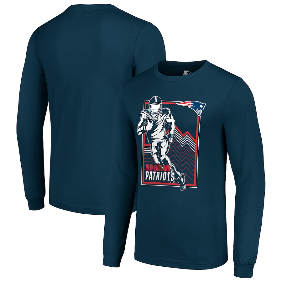 Men New England Patriots blue 2024 NFL Long sleeve T Shirts